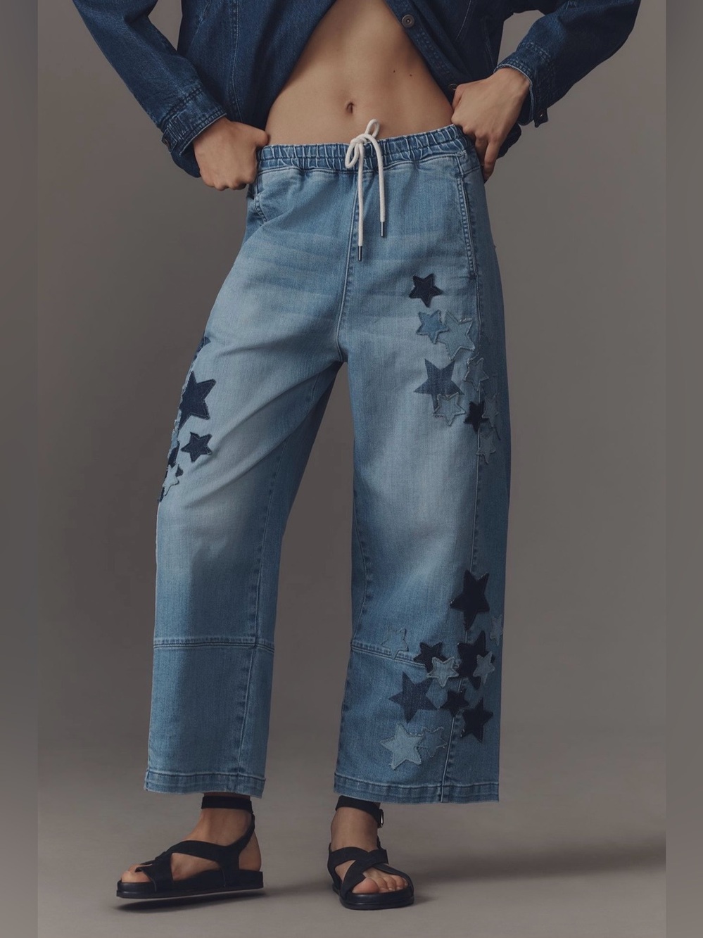 Pilcro by Anthropologie Izzie Relaxed Star Pull-On Barrel Jeans